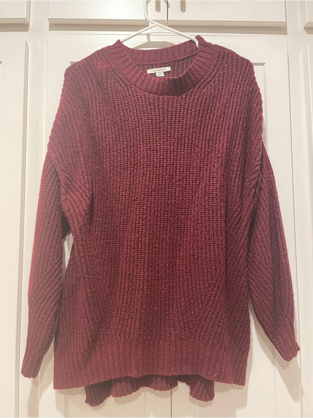 American Eagle Outfitters Ribbed Crewneck Sweater - Wine